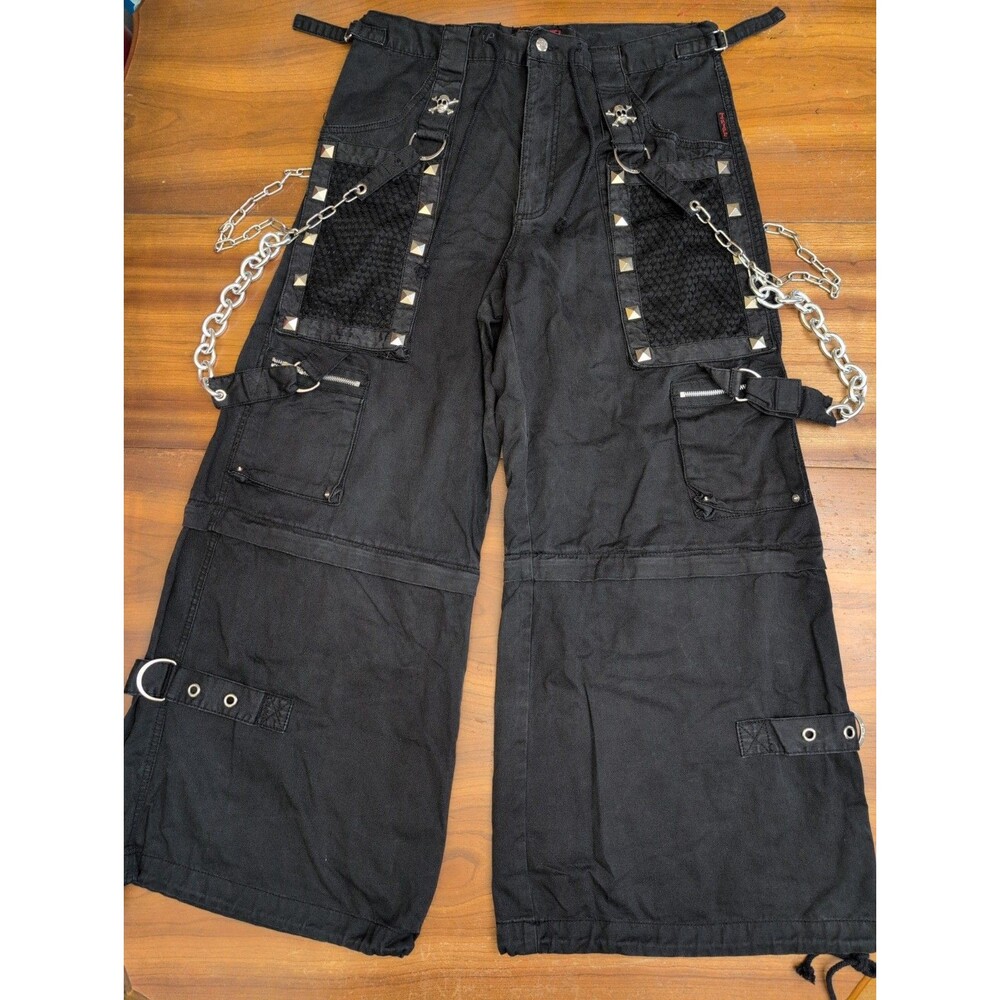 VTG Tripp NYC Gothic Rave Chain Pants L 36x31 Baggy Skull Grunge Punk Wide Net